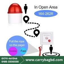 Verbex VT-TH104 Caregiver Pager Alarm Strobe Siren Call System Pull Rope Waterproof Call Button for Home Safety Elderly Patient