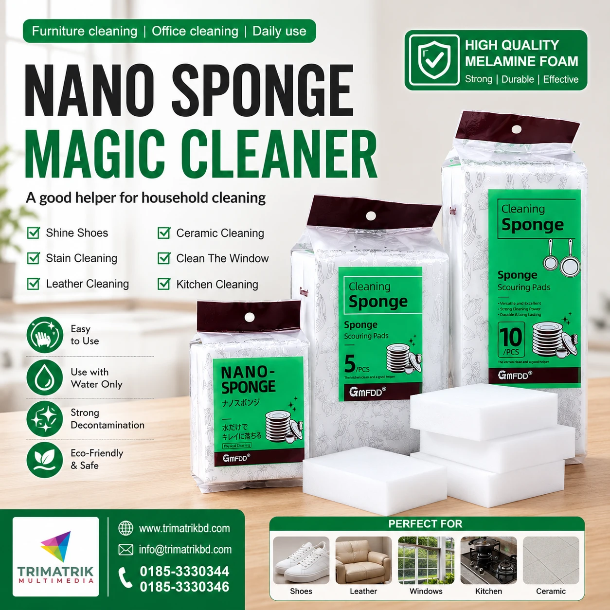 Cheap Price Bulk Nano Sponge Magic Sponge Eraser Melamine Cleaning Sponge for Shoes Floor Furniture Bathroom Wall Cleaner